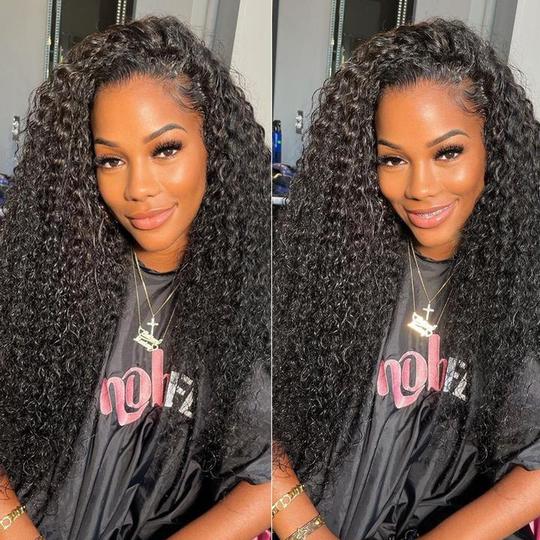 Bouncy Curl 13x6 Lace Frontal Wig Pre Plucked Virgin Human Hair 16"-30" Long Wigs Transparent Lace