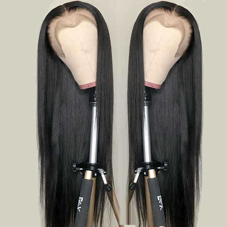 Lanfy Hair Straight Hair Lace Front Wig,Pre Plucked Natural Hair Liner, 100% Human Virgin Hair Wigs