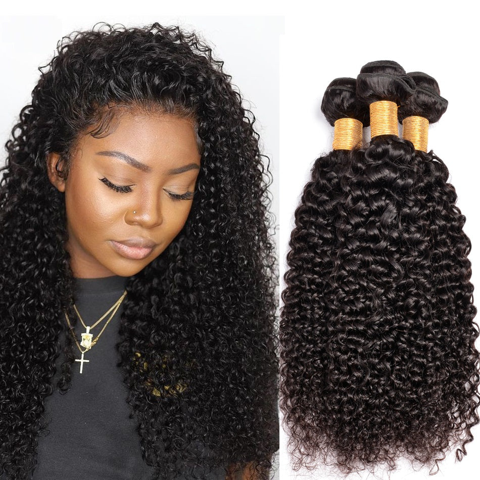 Lanfy Hair 3 Bundles Brazilian 10A Curly Hair Bundles On Sale 100% Human Hair