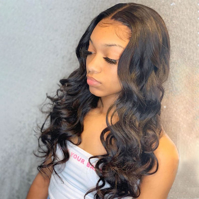 Lanfy Hair 4x4 Closure Lace Part Body Wave Realistic Human Hair Wigs 180% 200% 250% Density