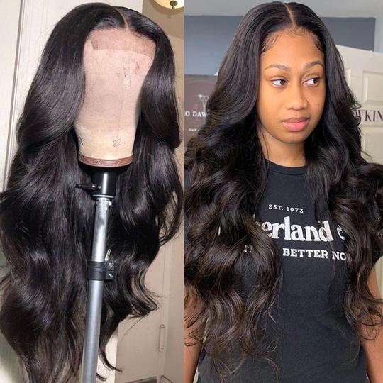 Lanfy Hair 4x4 Closure Lace Part Body Wave Realistic Human Hair Wigs 180% 200% 250% Density