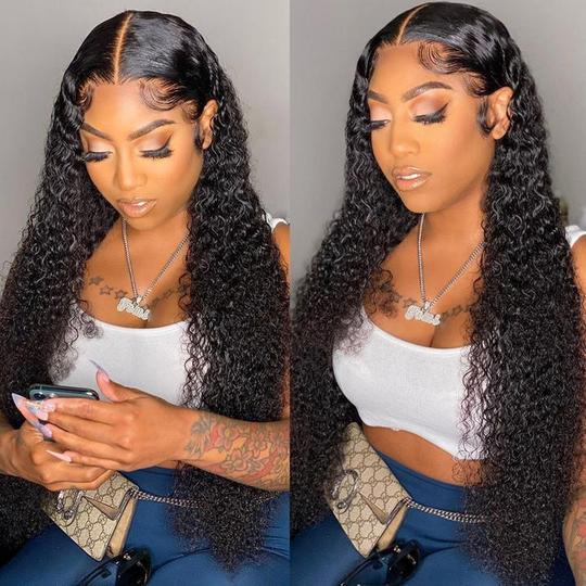 Lanfy Hair 5x5 HD Lace Closure Wig Pre Plucked Jerry Curl Virgin Human Hair Lace Wigs with Baby Hair