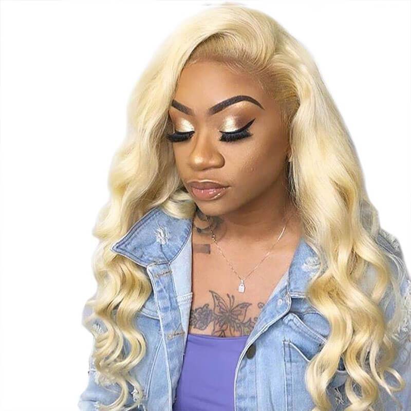 Lanfy Hair 13X4 Honey Blonde 613 Color Human Hair Wigs Silky Body Wave Lace Frontal Wigs Pre-plucked Babyhair