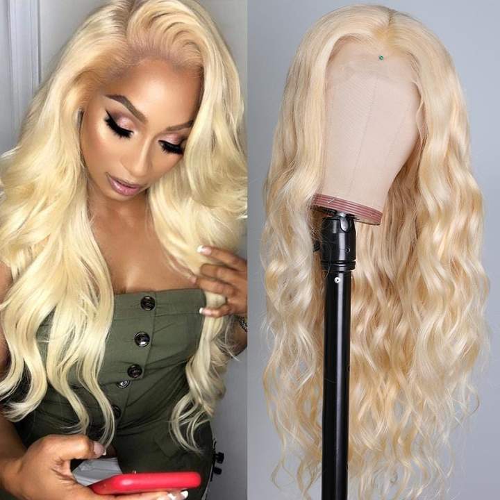 Lanfy Hair 13X4 Honey Blonde 613 Color Human Hair Wigs Silky Body Wave Lace Frontal Wigs Pre-plucked Babyhair