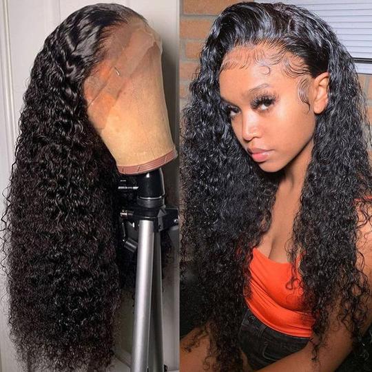 Bouncy Curl 13x6 Lace Frontal Wig Pre Plucked Virgin Human Hair 16"-30" Long Wigs Transparent Lace