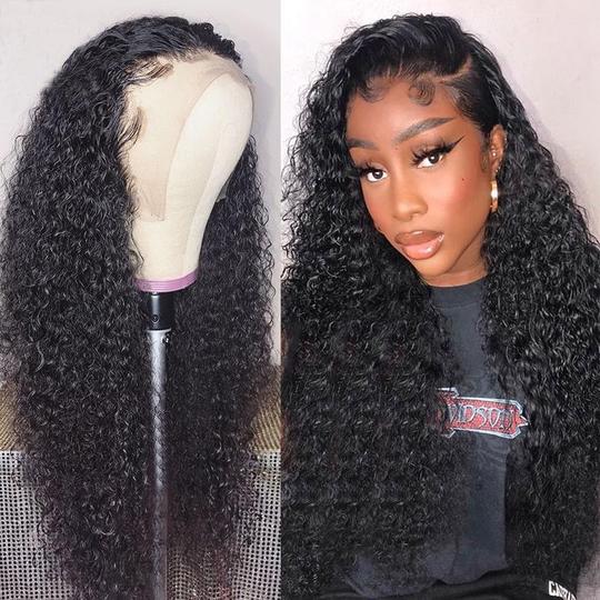 Bouncy Curl 13x6 Lace Frontal Wig Pre Plucked Virgin Human Hair 16"-30" Long Wigs Transparent Lace