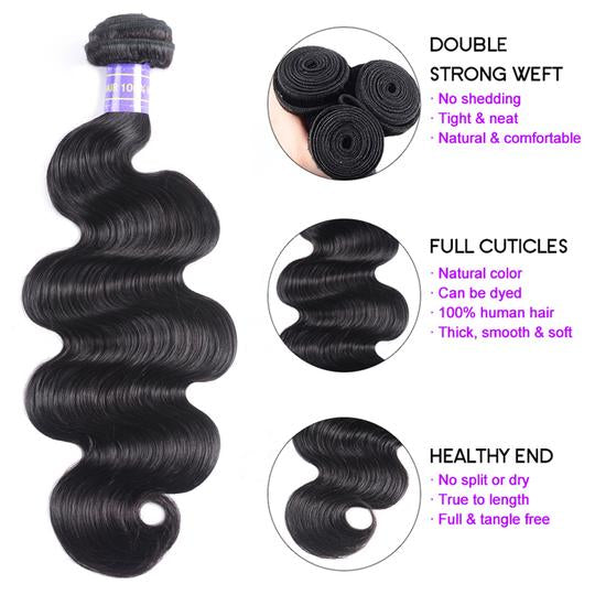 Lanfy Hair Brazilian Body Wave 4 Bundles New Remy 100% Human Hair Weaves