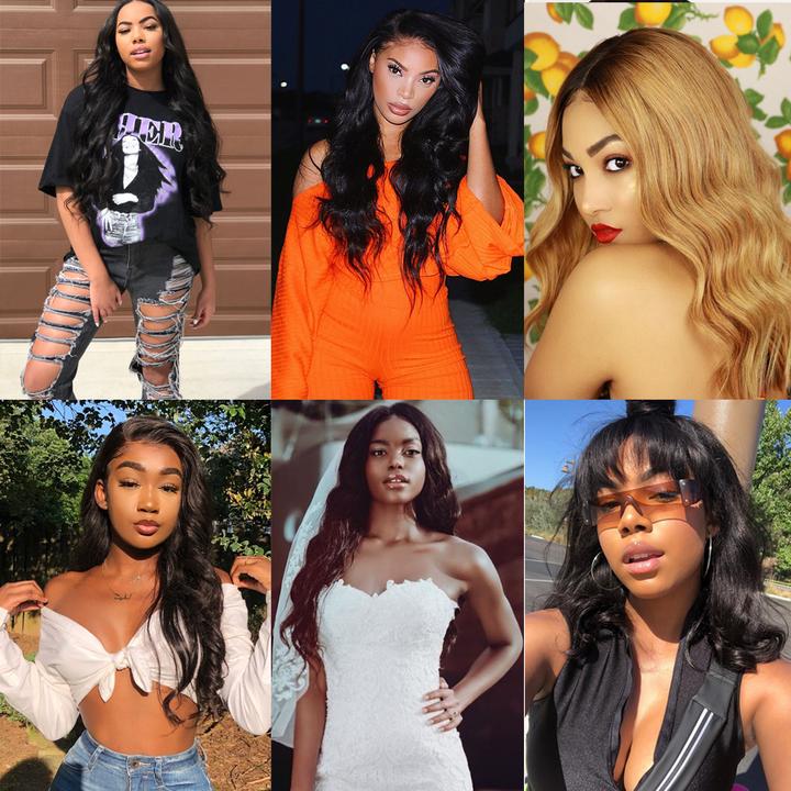 Lanfy Hair Brazilian Body Wave Virgin Hair 4 Bundles with 13x4 Lace Frontal Closure Natural Color