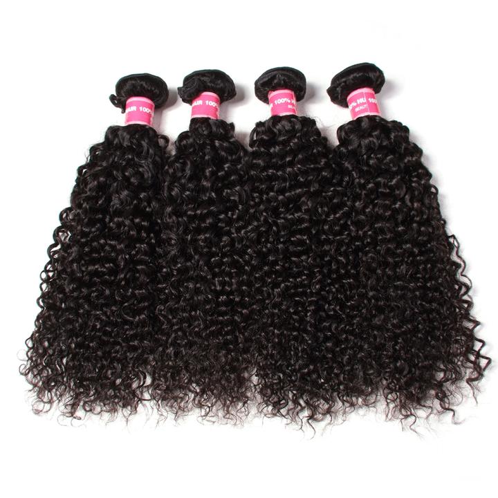 Lanfy Hair Brazilian Curly Hair 13x4 Lace Frontal Closure With 4 Bundles Curly Hair Bundles