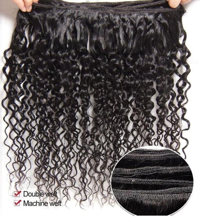 Lanfy Hair Brazilian Curly Hair 13x4 Lace Frontal With Bundles 3Pcs/Pack