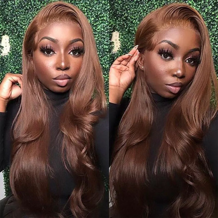 Chocolate Brown Transparent Lace Frontal Wig Best Beauty Hair Flash Sale