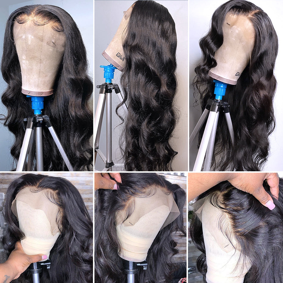 Lanfy Hair Body Wave 13x4 HD Lace Front Human Hair Wigs Pre Plucked with Baby Hair 180%  200% 250% Density