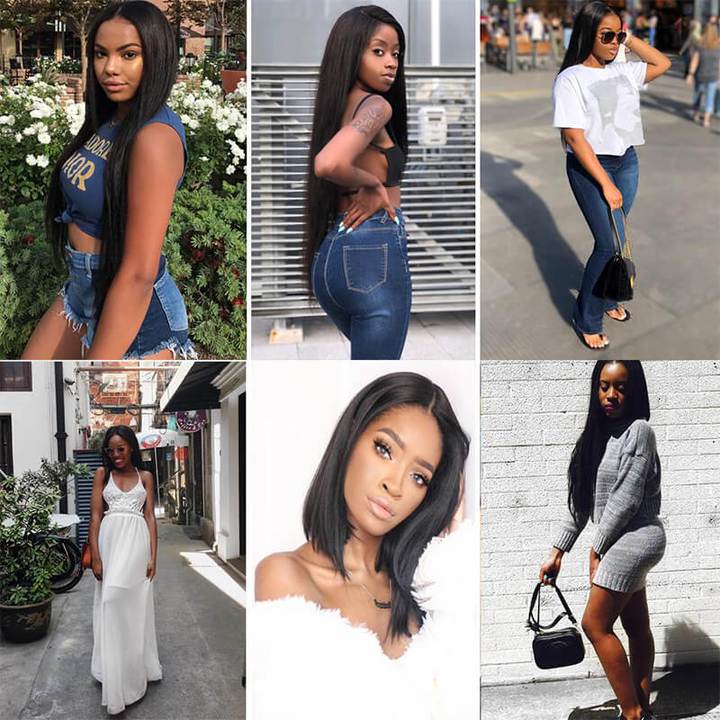 Lanfy Hair Brazilian Straight Hair 4 Bundles with Lace Closure Deals