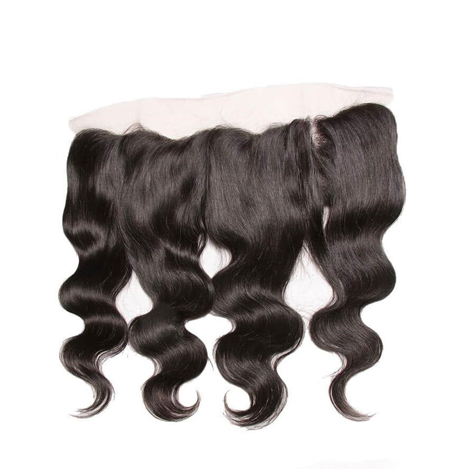 Lanfy Hair Brazilian Virgin Body Wave Hair 3 Bundles With 13X4 Lace Frontal Hair Closure