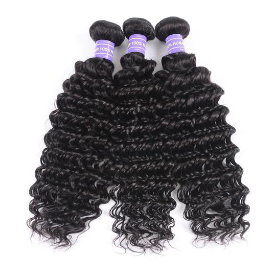 Lanfy Hair Malaysian Deep Wave Hair 3 Bundles 10A Remy Hair Human Hair Bundles