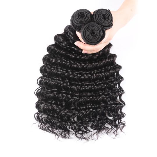 Lanfy Hair Malaysian Deep Wave Hair 3 Bundles 10A Remy Hair Human Hair Bundles