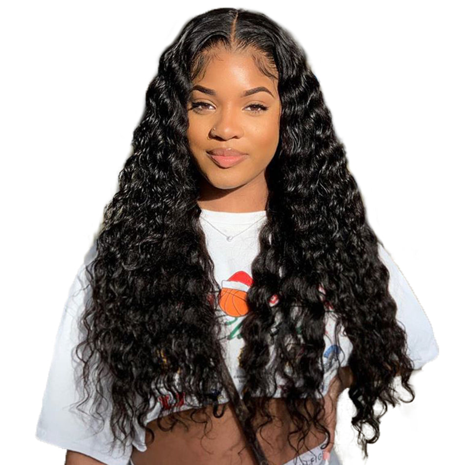 Lanfy Hair New Arrival 13X4 Deep Wave Lace Front Wig Real Human Hair Glueless Wigs 4X4 Closure Wig