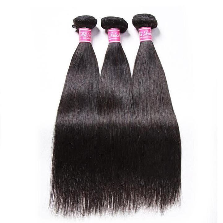 Lanfy Hair Brazilian Straight Hair 3 Bundles with 13*4 Ear to Ear Lace Frontal Closure Deals