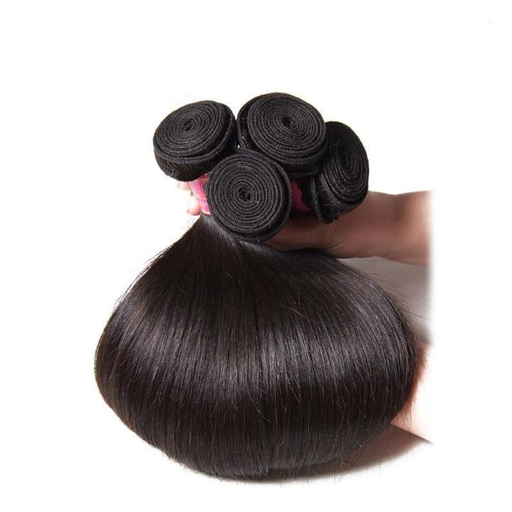 Lanfy Hair Brazilian Straight Hair 3 Pcs with 4*4 Lace Closure Deals