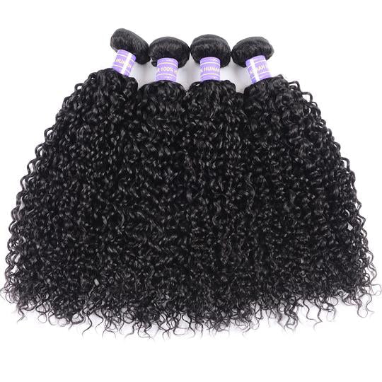 Lanfy Hair New Remy Human Hair Brazilian Curly Weaves 4 Bundles 100% Human Hair Bundle Deals