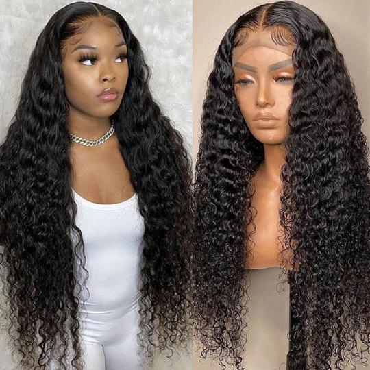 Lanfy Hair Water Wave 5x5 HD Lace Closure Wig Pre Plucked Human Hair Lace Wigs for Women 10"-34"