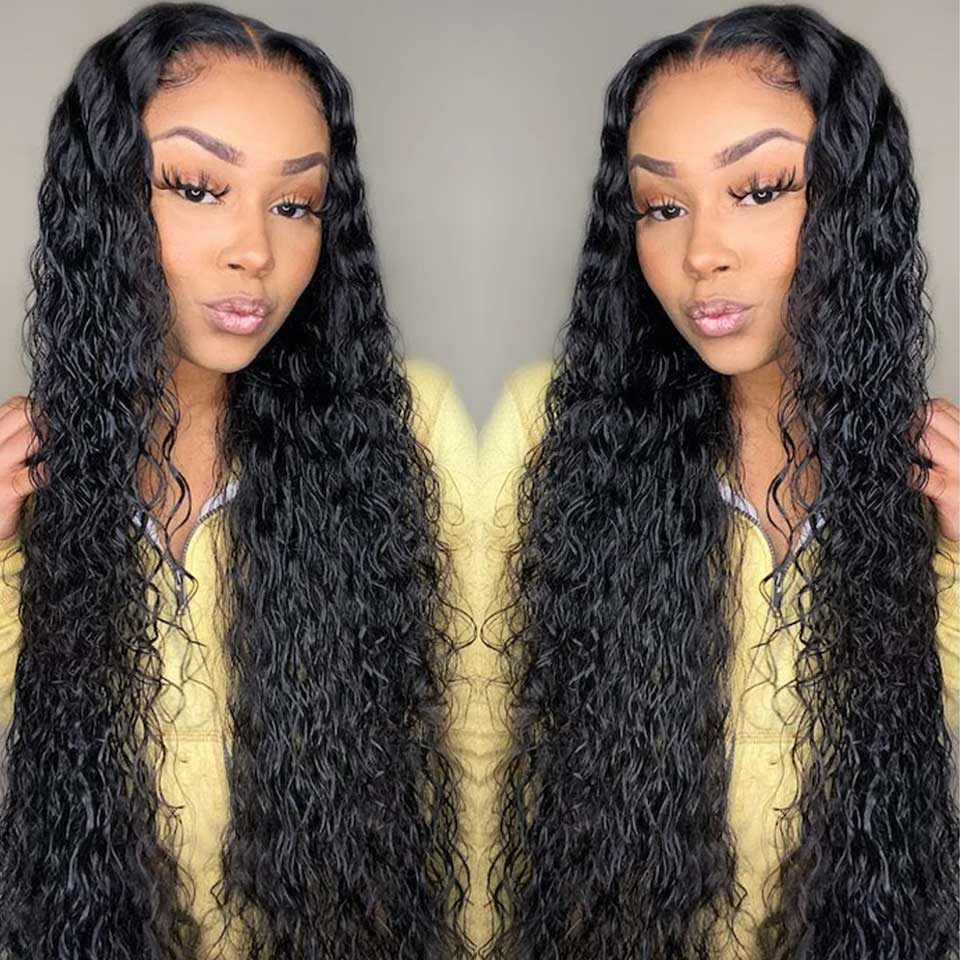 Lanfy Hair Water Wave Lace Closure Wig Human Hair Wig Preplucked For Black Women